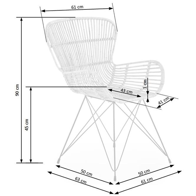 Szék K335 Rattan/Fém fekete