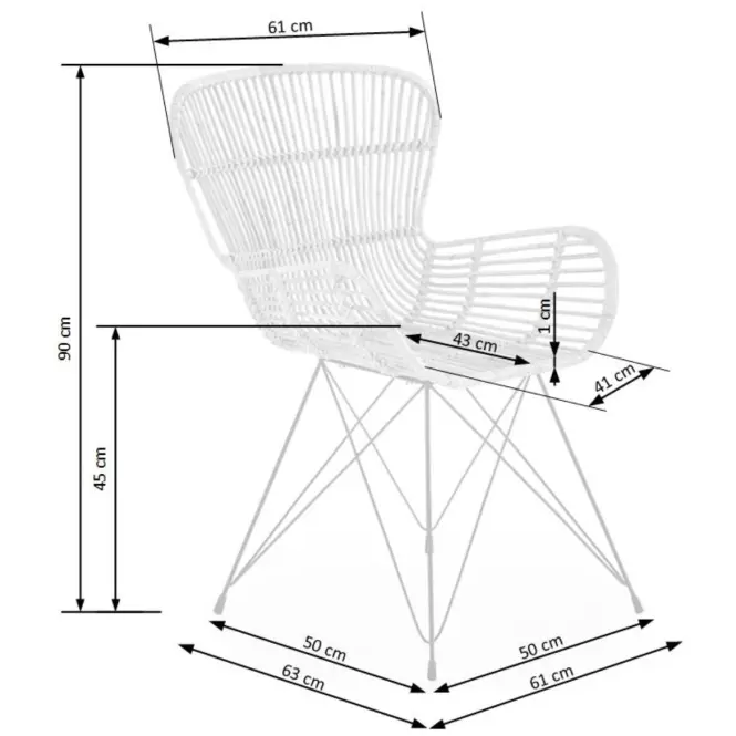Szék K335 Rattan/Fém fekete,3