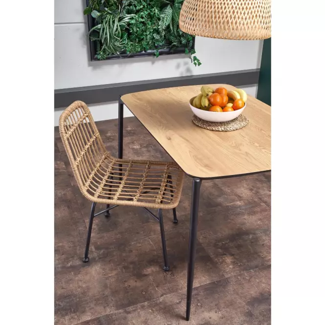 Szék K401 Rattan/Szövet/Fém Natural/fekete