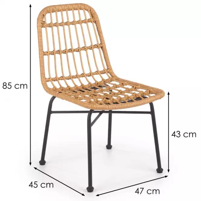 Szék K401 Rattan/Szövet/Fém Natural/fekete