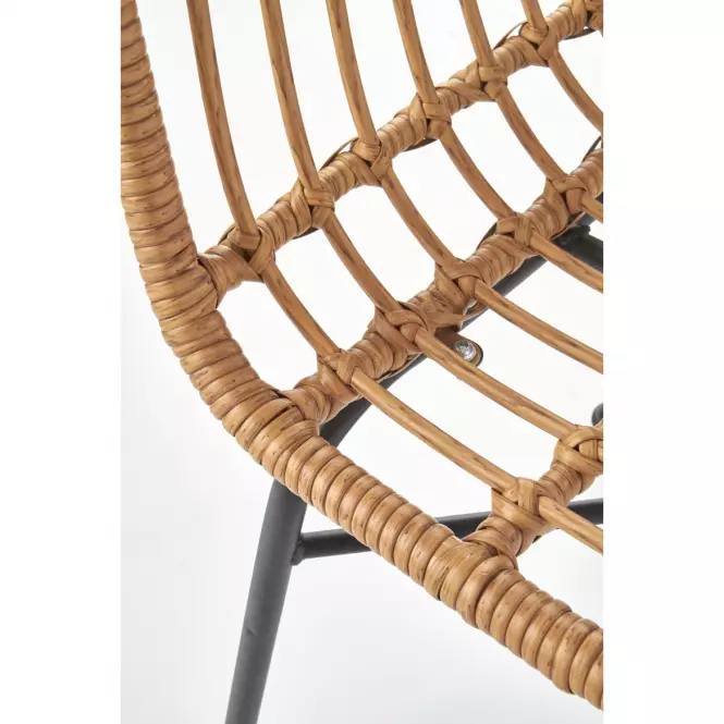Szék K401 Rattan/Szövet/Fém Natural/fekete