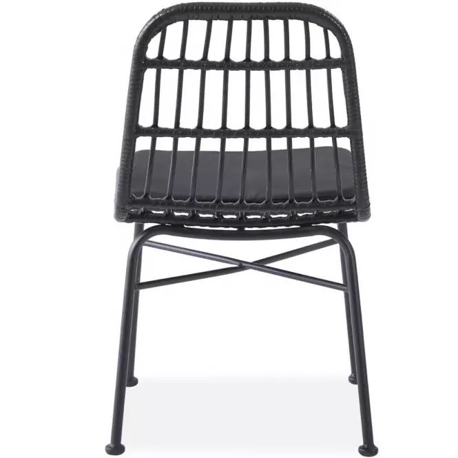 Szék K401 Rattan/Szövet/Fém fekete/szürke