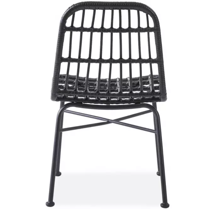 Szék K401 Rattan/Szövet/Fém fekete/szürke