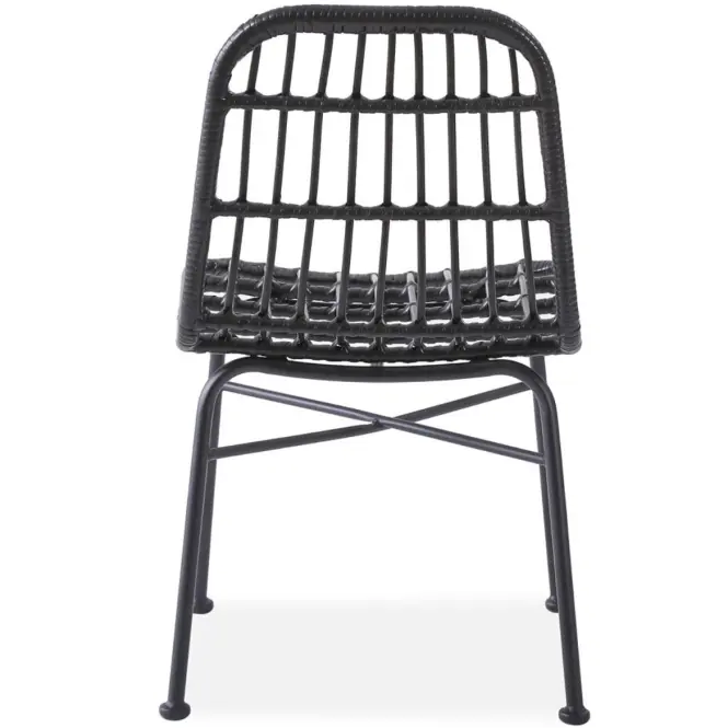 Szék K401 Rattan/Szövet/Fém fekete/szürke,11