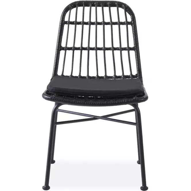 Szék K401 Rattan/Szövet/Fém fekete/szürke