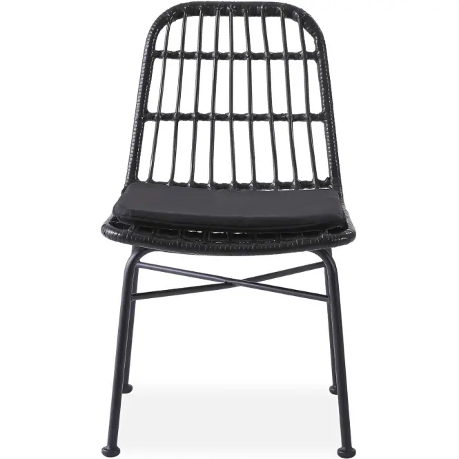 Szék K401 Rattan/Szövet/Fém fekete/szürke,13