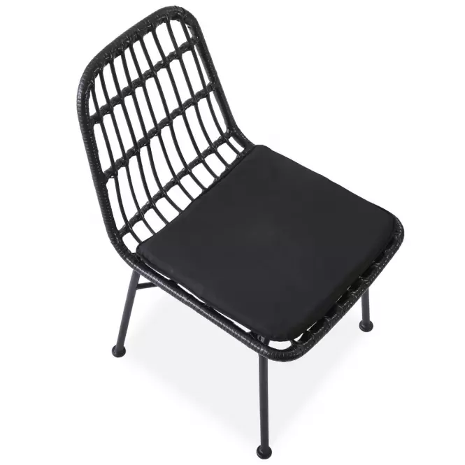 Szék K401 Rattan/Szövet/Fém fekete/szürke