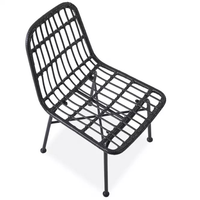Szék K401 Rattan/Szövet/Fém fekete/szürke