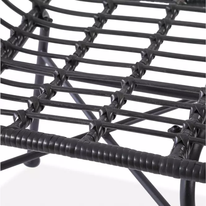 Szék K401 Rattan/Szövet/Fém fekete/szürke