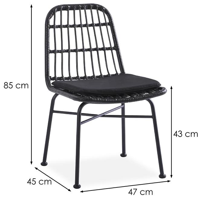 Szék K401 Rattan/Szövet/Fém fekete/szürke