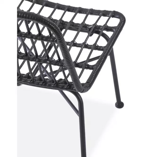 Szék K401 Rattan/Szövet/Fém fekete/szürke