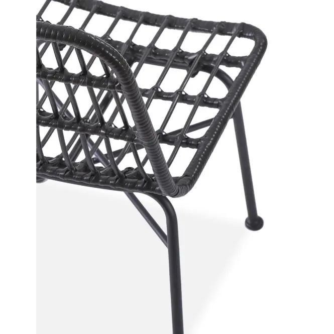 Szék K401 Rattan/Szövet/Fém fekete/szürke,21