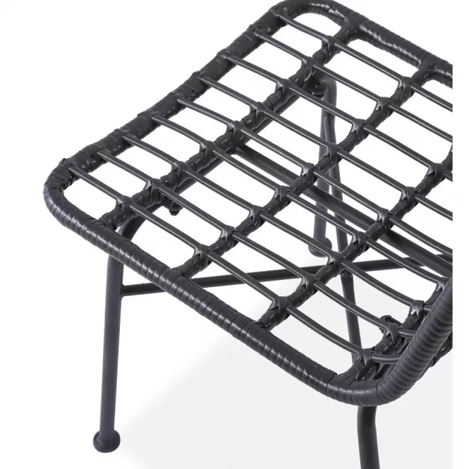 Szék K401 Rattan/Szövet/Fém fekete/szürke,3