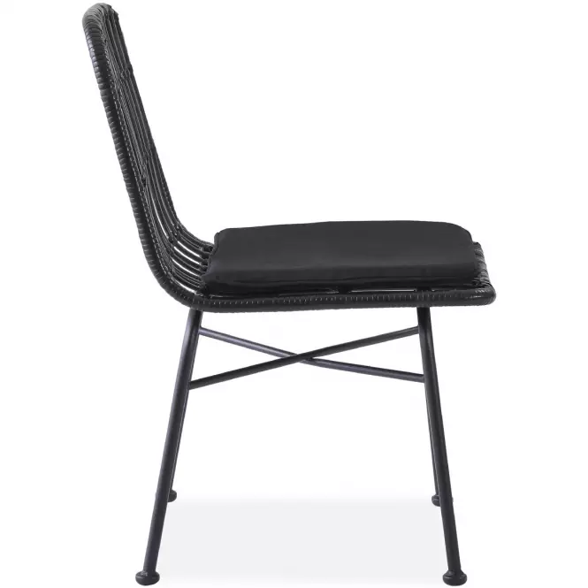 Szék K401 Rattan/Szövet/Fém fekete/szürke,4