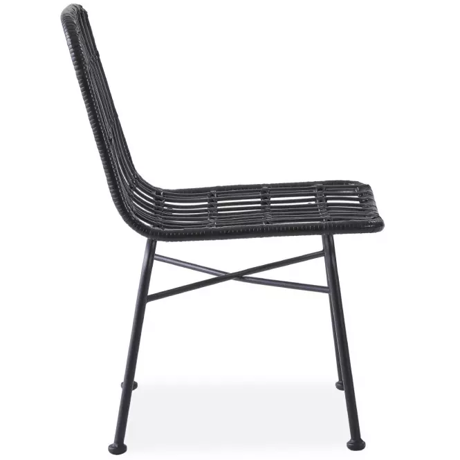 Szék K401 Rattan/Szövet/Fém fekete/szürke,5