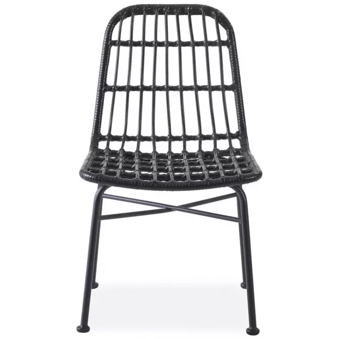 Szék K401 Rattan/Szövet/Fém fekete/szürke,6