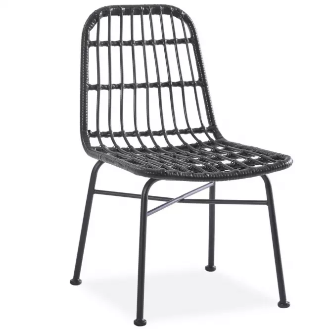 Szék K401 Rattan/Szövet/Fém fekete/szürke
