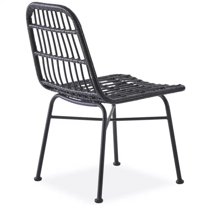 Szék K401 Rattan/Szövet/Fém fekete/szürke