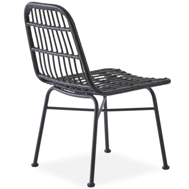 Szék K401 Rattan/Szövet/Fém fekete/szürke,8