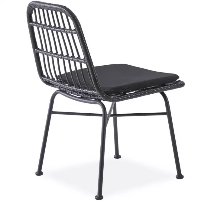 Szék K401 Rattan/Szövet/Fém fekete/szürke