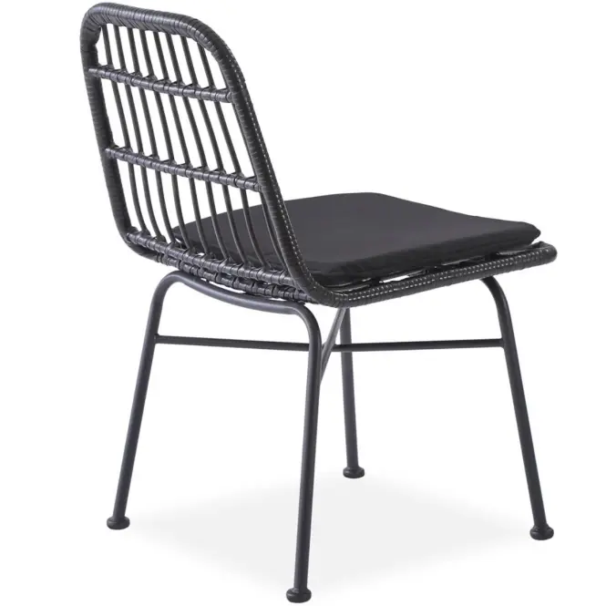 Szék K401 Rattan/Szövet/Fém fekete/szürke,9