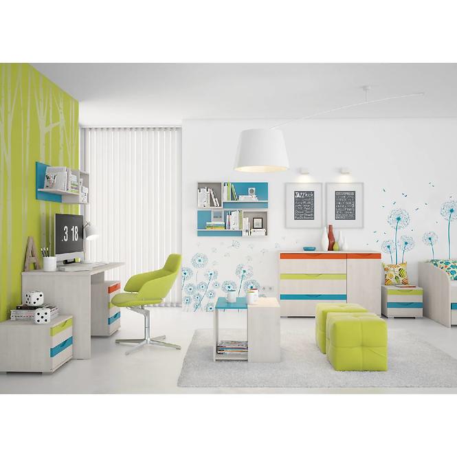 Komód JOY-K13 polar pine/mango/lime/torquise