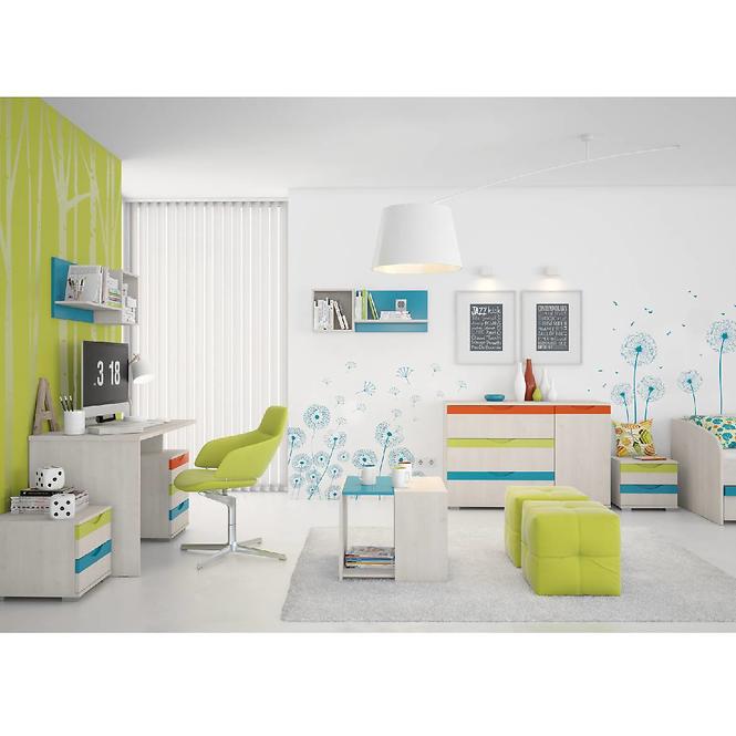 Komód JOY-K13 polar pine/mango/lime/torquise