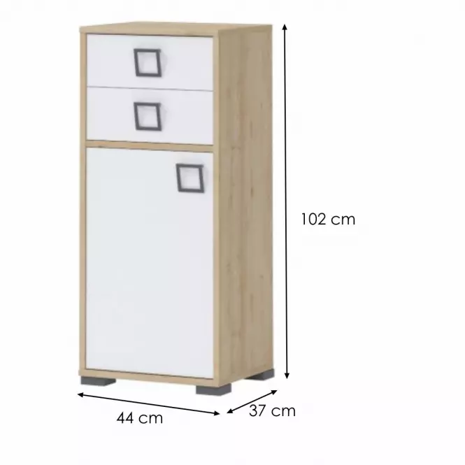 Komód 1D2S Kiki OR12-BK/KI-15 beech/white
