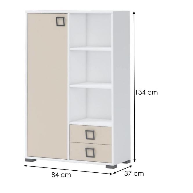 Könyvszekrény Kiki K12-BE/KI-01 white/sand,2