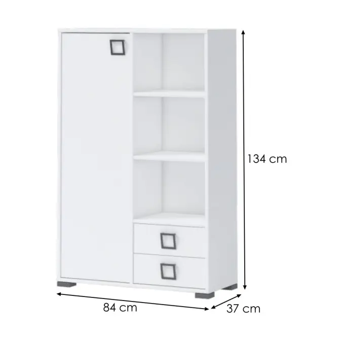 Könyvszekrény Kiki K12-BE/KI-15 white/white,2