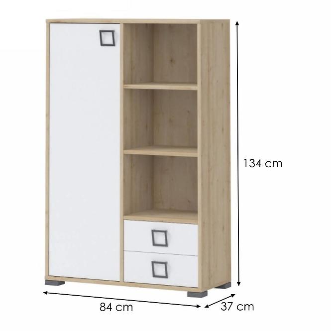 Könyvszekrény Kiki K12-BK/KI-15 beech/white,2