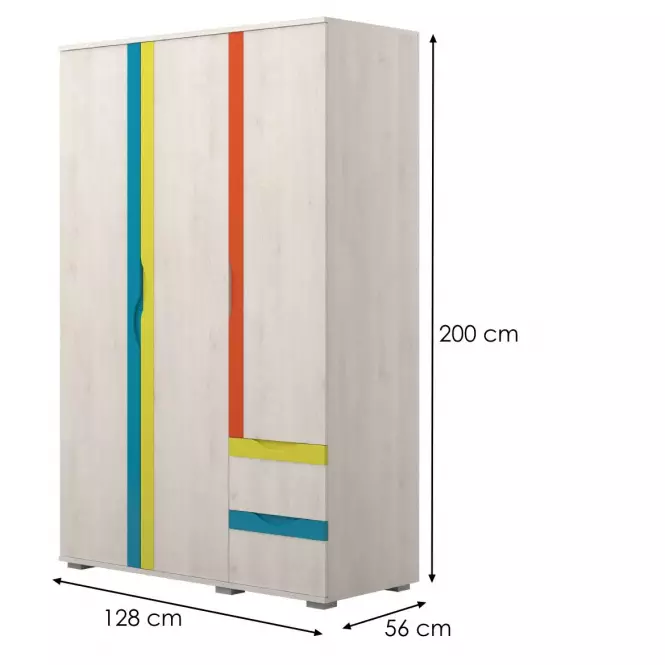 Sarokszekrény JOY-G32 polar pine/mango/lime/torquise