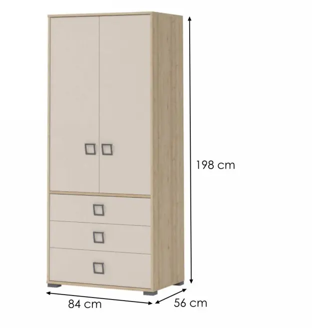 Sarokszekrény 2D3S Kiki G23-BK/KI-01 beech/sand,2