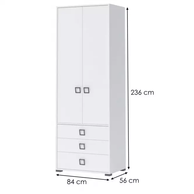 Sarokszekrény 2D3S Kiki P23-BE/KI-15 white/white