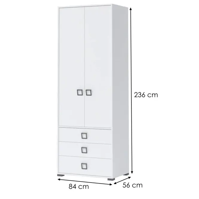Sarokszekrény 2D3S Kiki P23-BE/KI-15 white/white,2