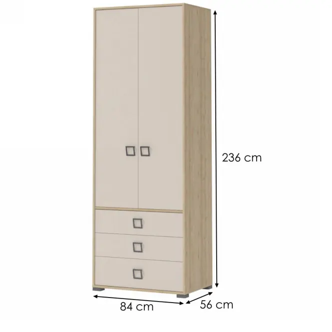 Sarokszekrény 2D3S Kiki P23-BK/KI-01 beech/sand,2