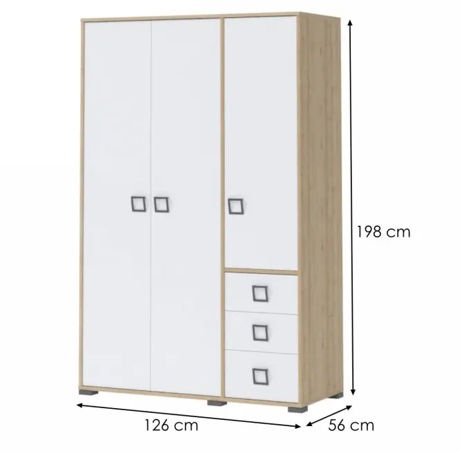 Sarokszekrény 3D3S Kiki G33-BK/KI-15 beech/white,2
