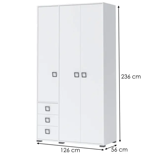 Sarokszekrény 3D3S Kiki P33-BE/KI-15 white/white,2