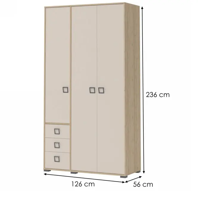 Sarokszekrény 3D3S Kiki P33-BK/KI-01 beech/sand,2