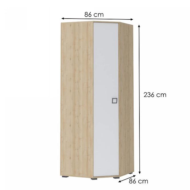 Sarokszekrény 3D3S Kiki PUG-BK/KI-15 beech/white,2