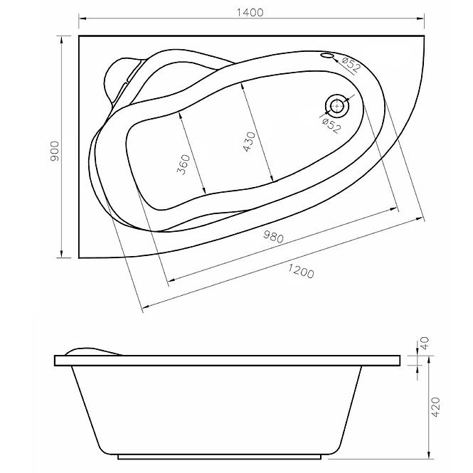 Kád Fiji 140x90 L,3