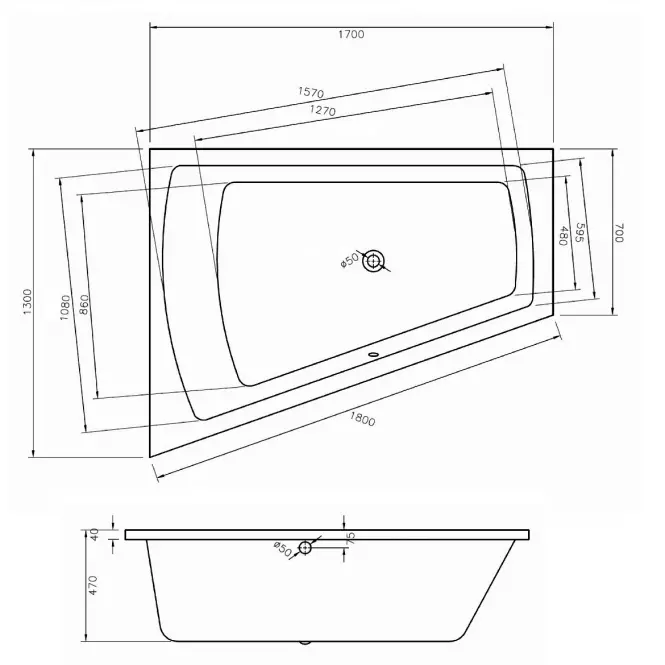 Kád Trend 170x130 L,3