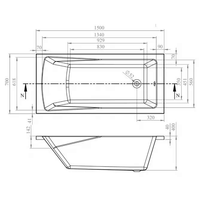Kád Rondo 150x70
