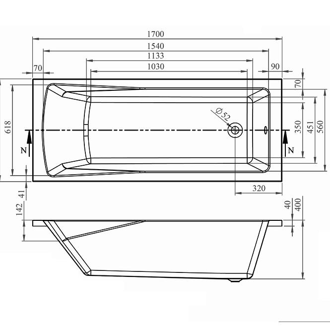 Kád Rondo 170x70