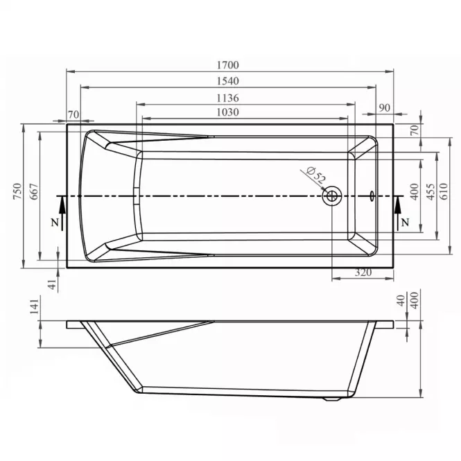 Kád Rondo 170x75,3