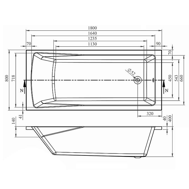 Kád Rondo 180x80