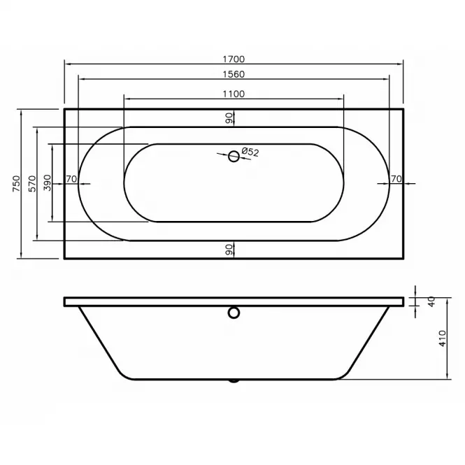 Kád Tango 170x75