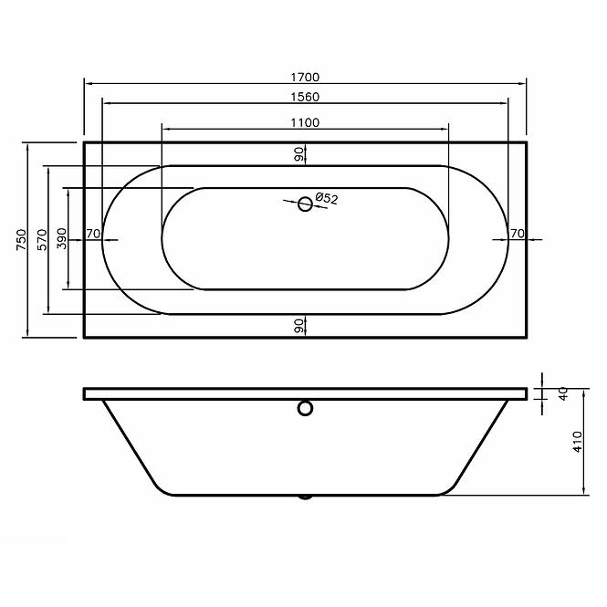 Kád Tango 170x75