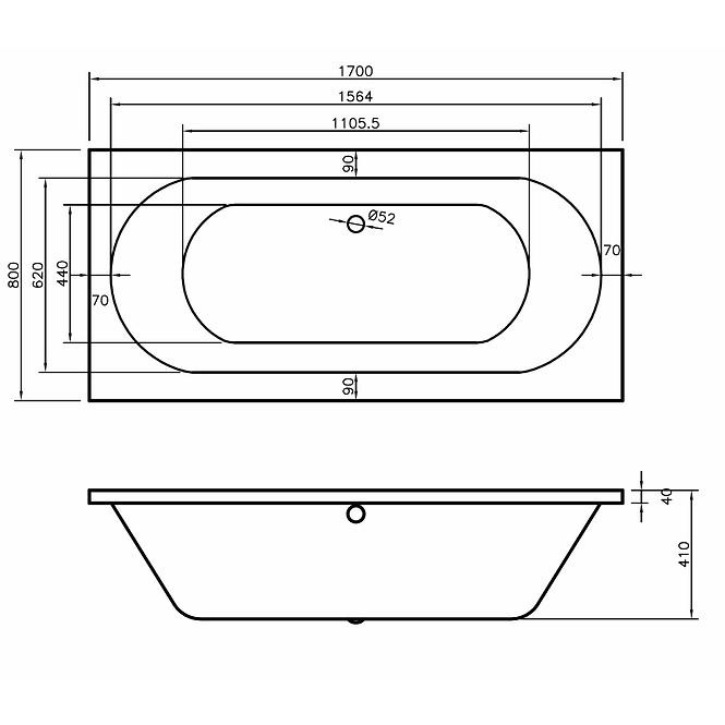 Kád Tango 170x80