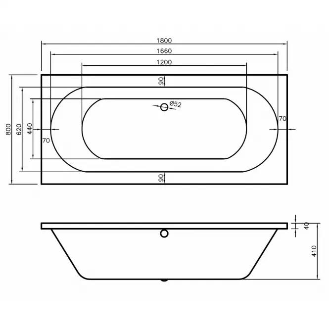 Kád Tango 180x80